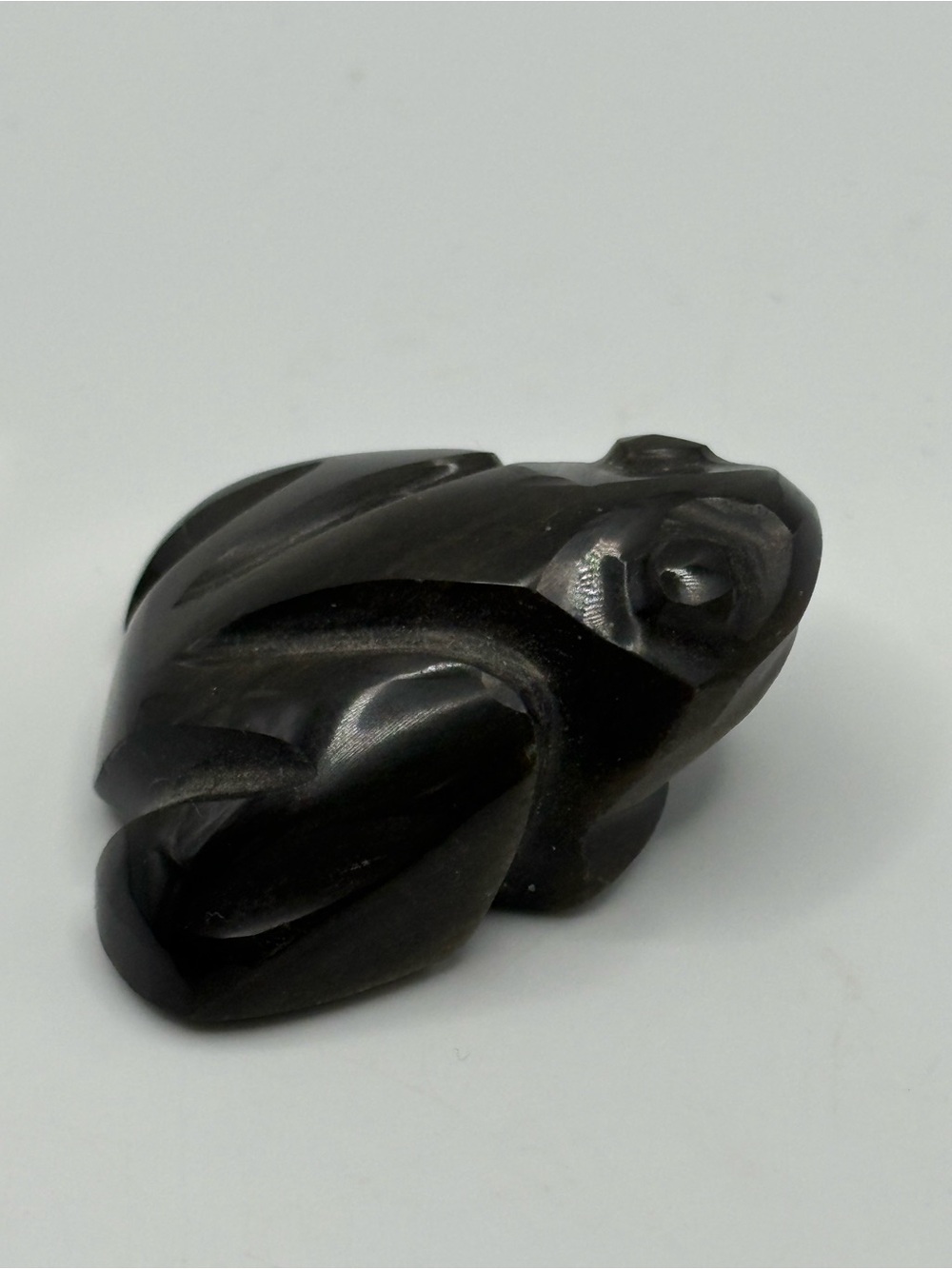 VTG Miniature Carved Obsidian Stone Frog Figurine Black Toad 1”X1.5”